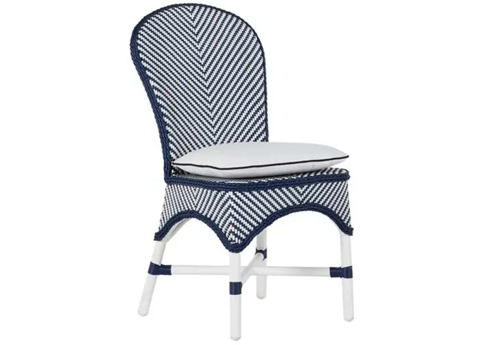 Savoy Outdoor Side Chair - Navy/White - Summer Classics - Blue