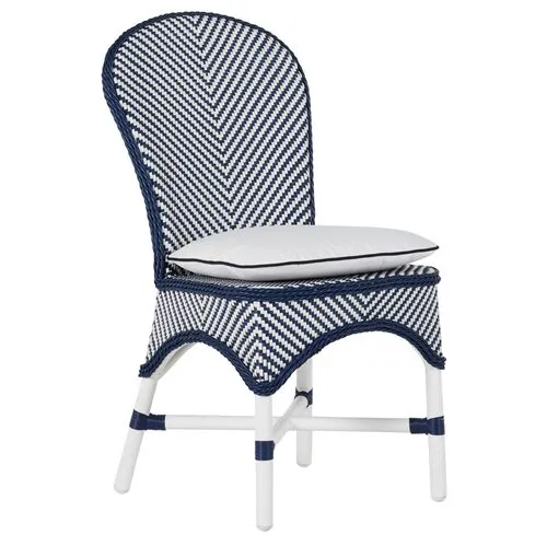 Savoy Outdoor Side Chair - Navy/White - Summer Classics - Blue