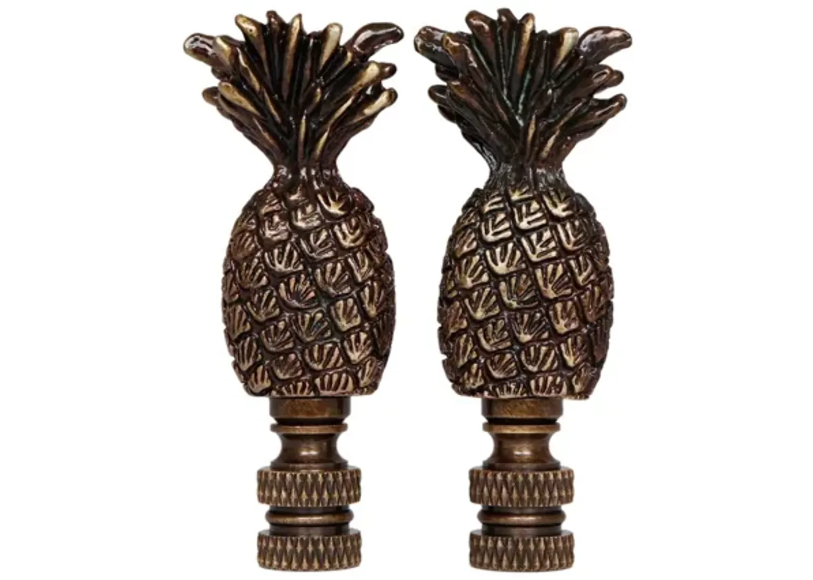 Brass Pineapple Lamp Finials - a Pair By Interesting Things - Gold - Fits a standard size lamp harp