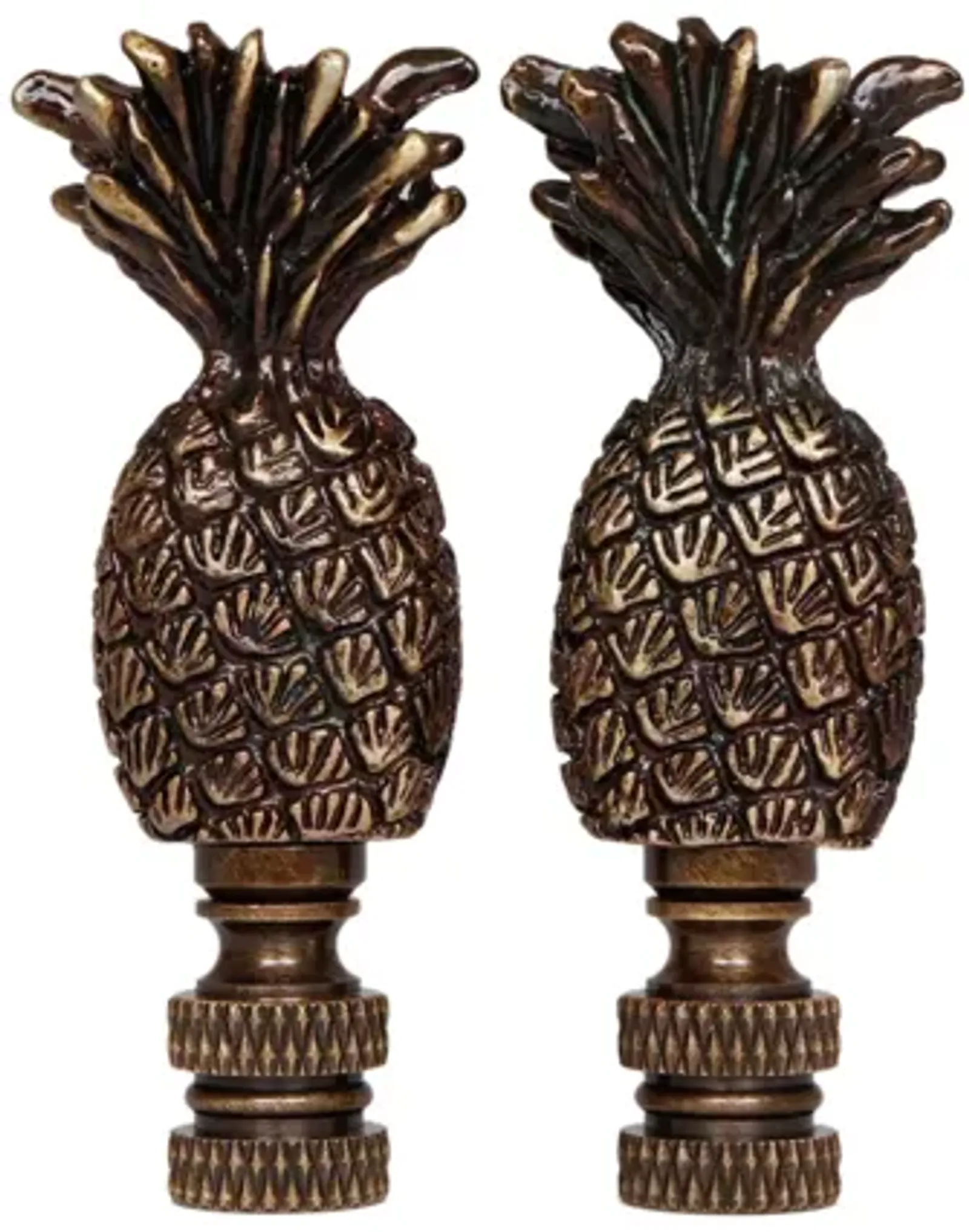 Brass Pineapple Lamp Finials - a Pair By Interesting Things - Gold - Fits a standard size lamp harp