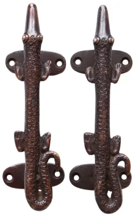 Dark Brass Alligator Door Handles - Set of 2 - Interesting Things - Brown