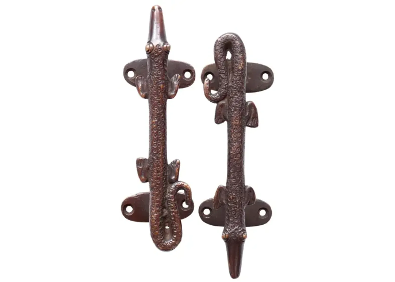 Dark Brass Alligator Door Handles - Set of 2 - Interesting Things - Brown