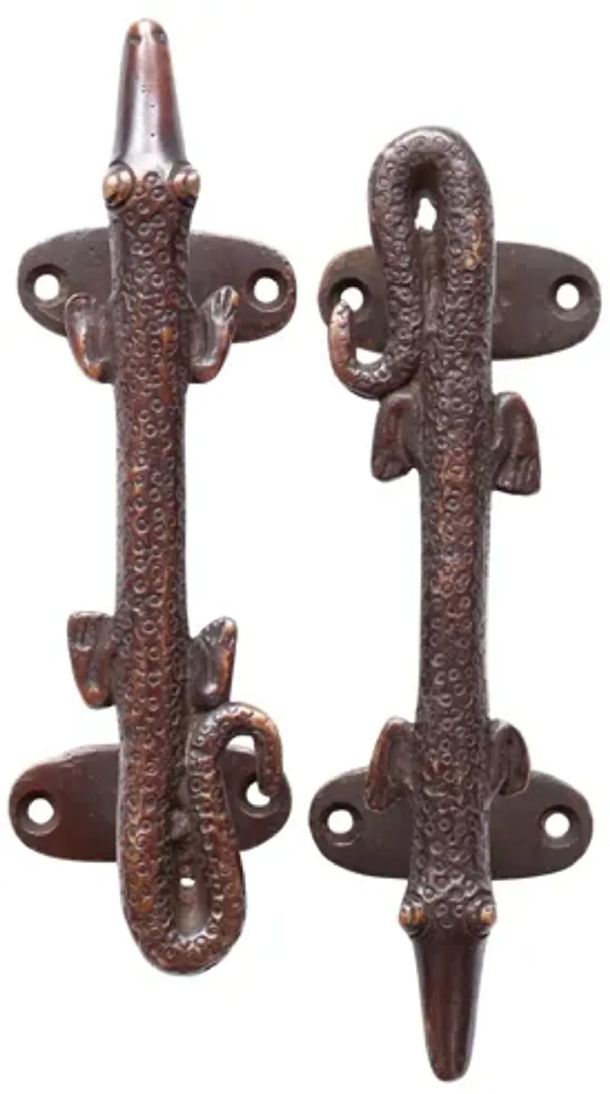 Dark Brass Alligator Door Handles - Set of 2 - Interesting Things - Brown