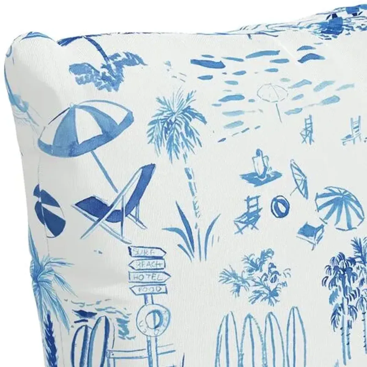 The Beach Toile Outdoor Pillow