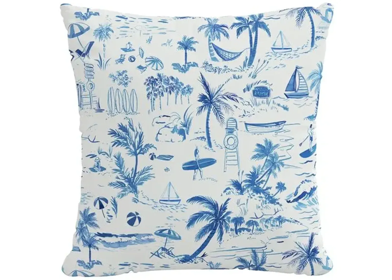 The Beach Toile Outdoor Pillow