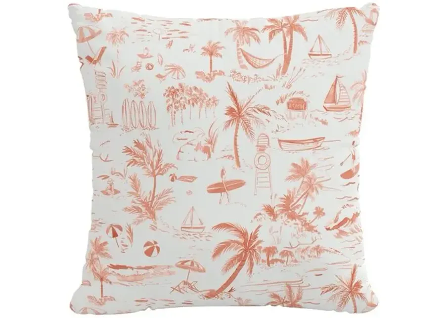 The Beach Toile Outdoor Pillow