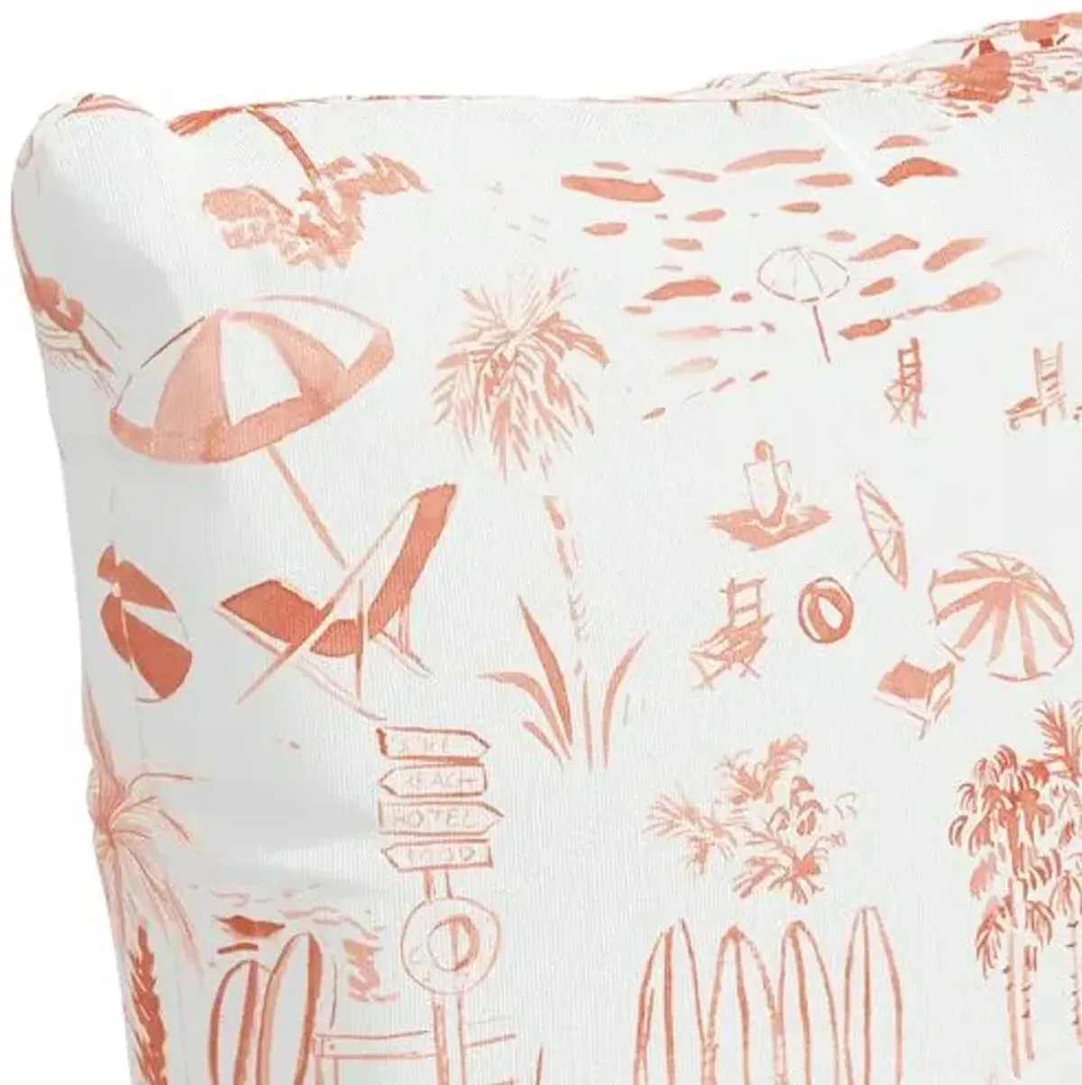 The Beach Toile Outdoor Pillow