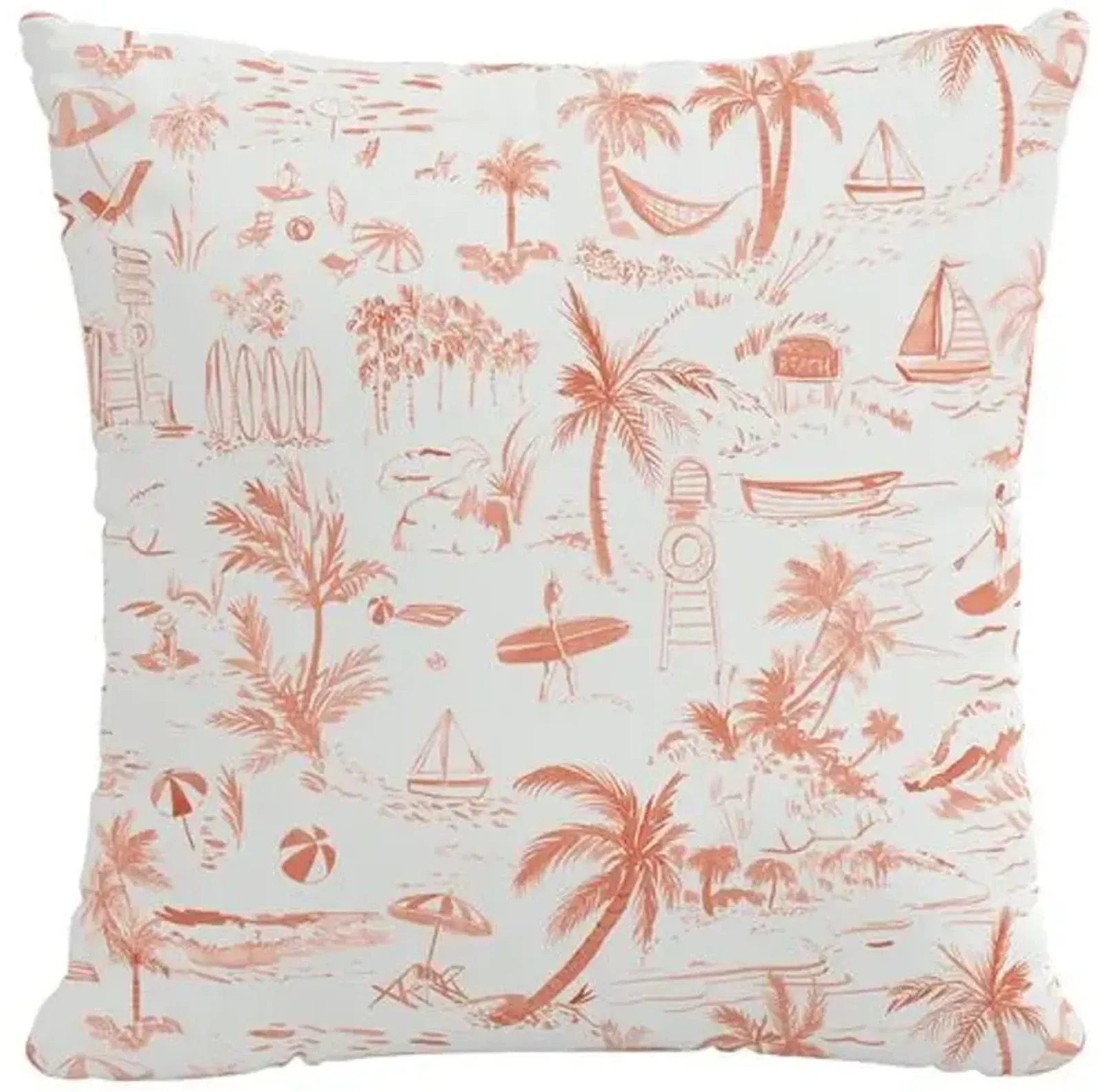 The Beach Toile Outdoor Pillow