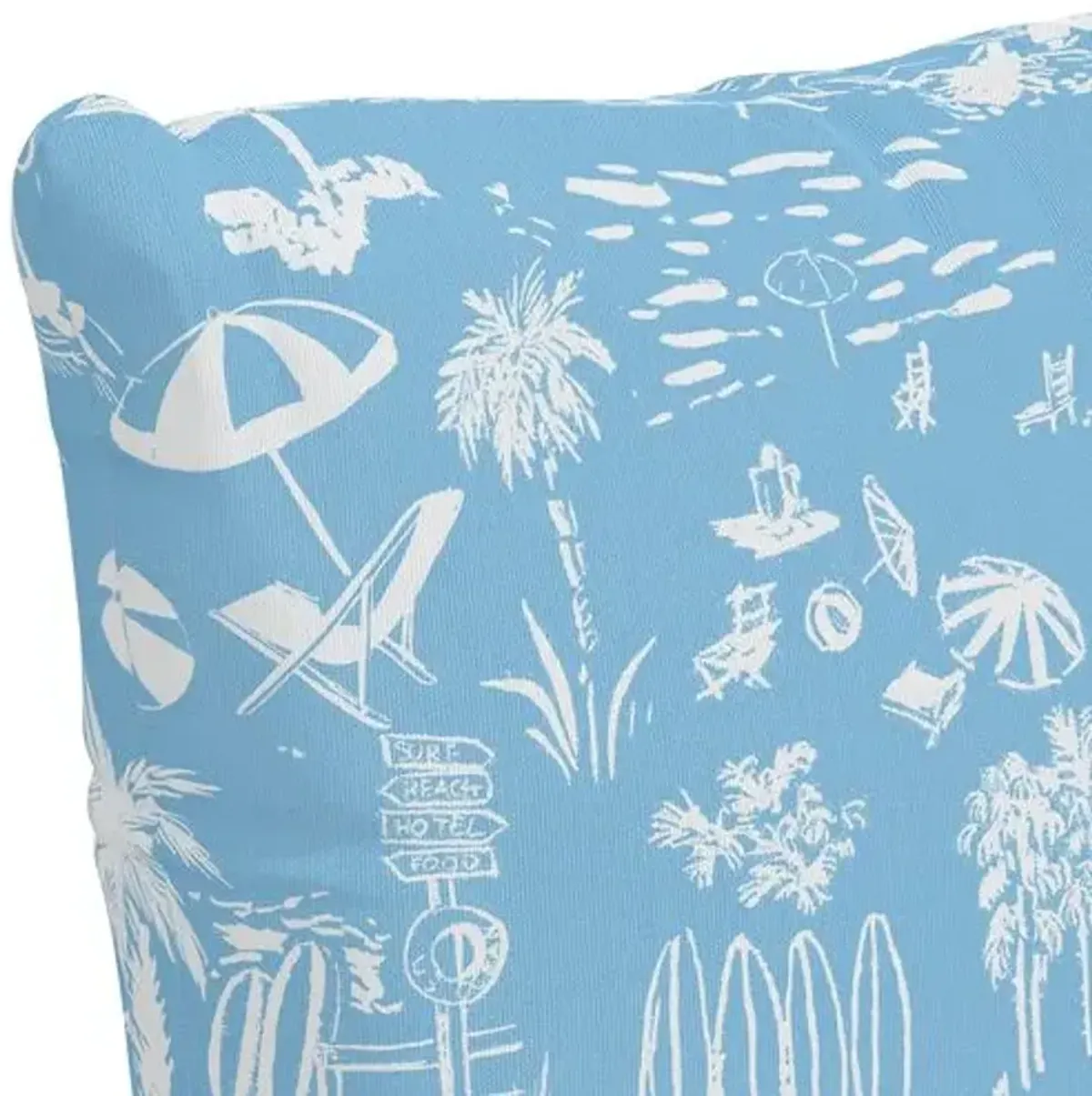 The Beach Toile Outdoor Pillow