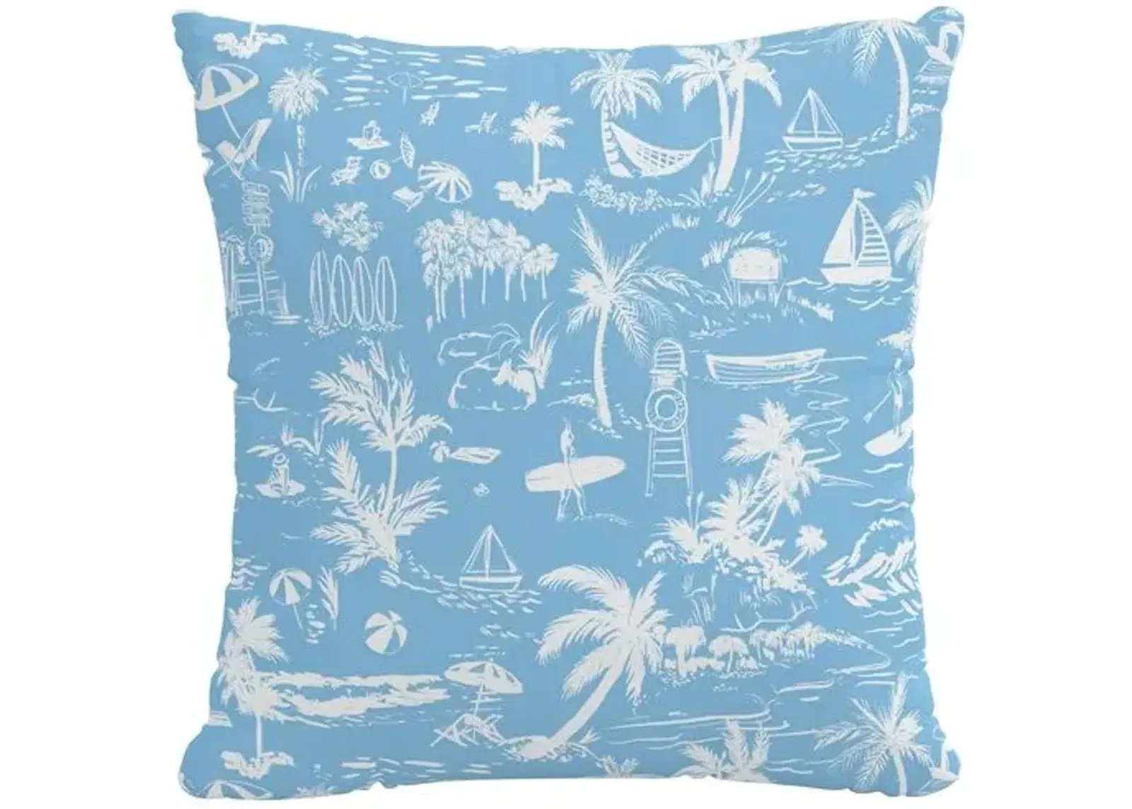 The Beach Toile Outdoor Pillow