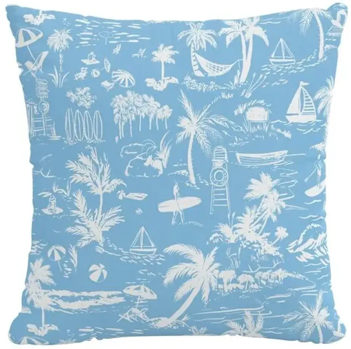 The Beach Toile Outdoor Pillow