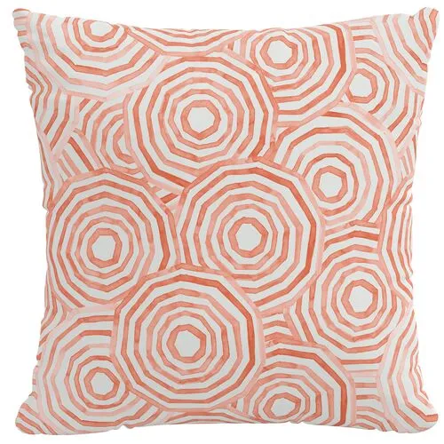 Umbrella Swirl Outdoor Pillow - Coral