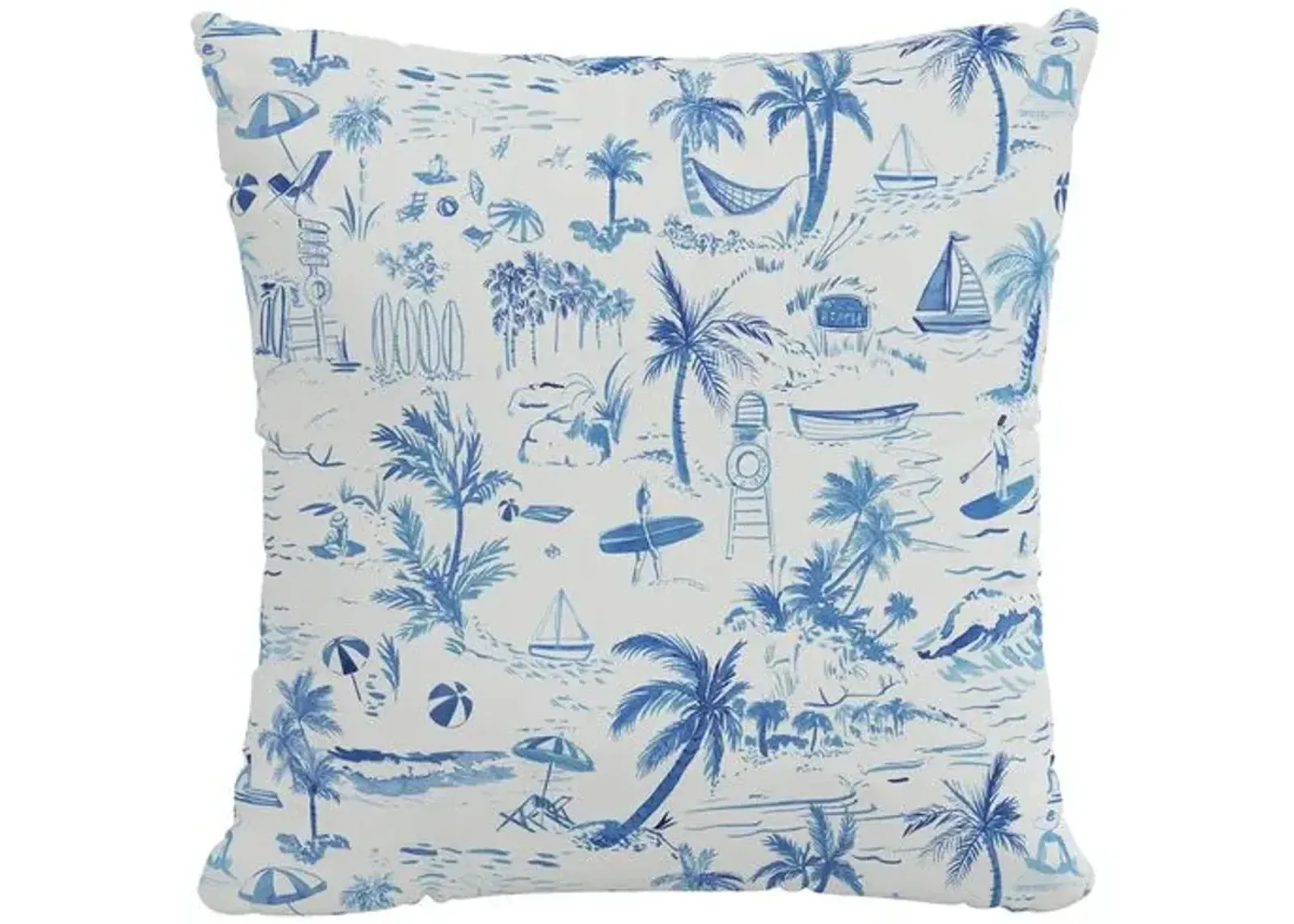 The Beach Toile Linen Pillow