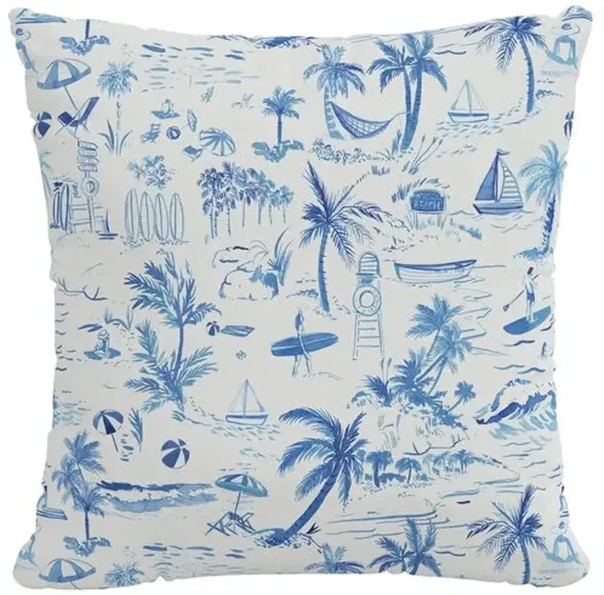 The Beach Toile Linen Pillow