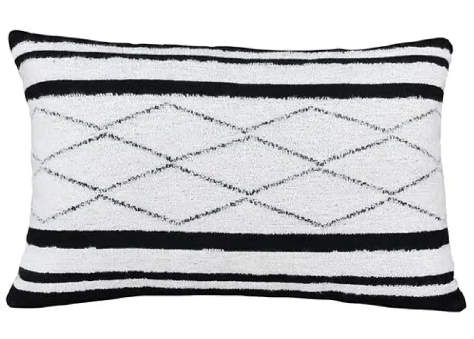 Levi Outdoor Lumbar Pillow - Black/White - Kim Salmela