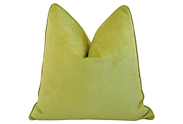 Spring Apple Green Velvet Pillow