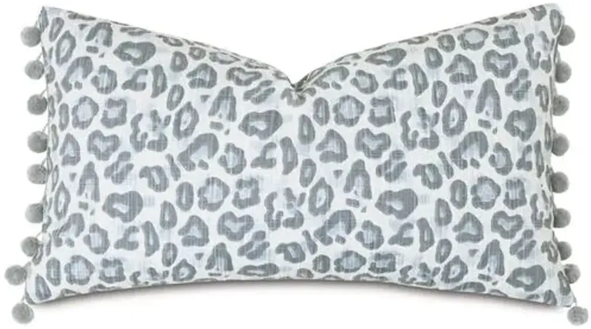 Liesl Leopard Print Lumbar Pillow - Blue/Gray