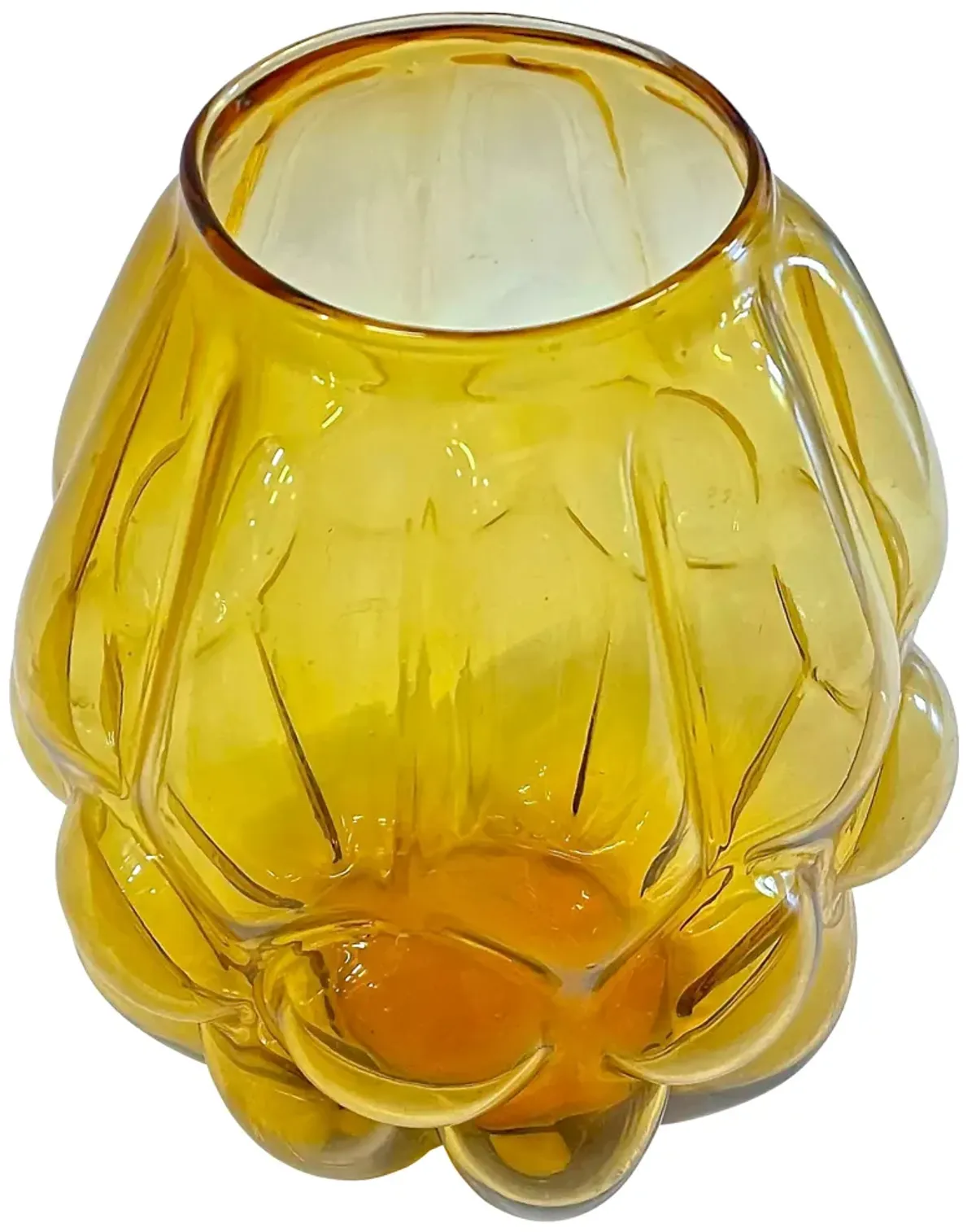 Amber Blown Bubble Glass Vase - Vermilion Designs - yellow