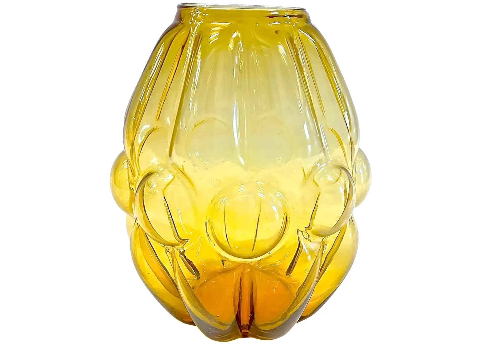 Amber Blown Bubble Glass Vase - Vermilion Designs - yellow