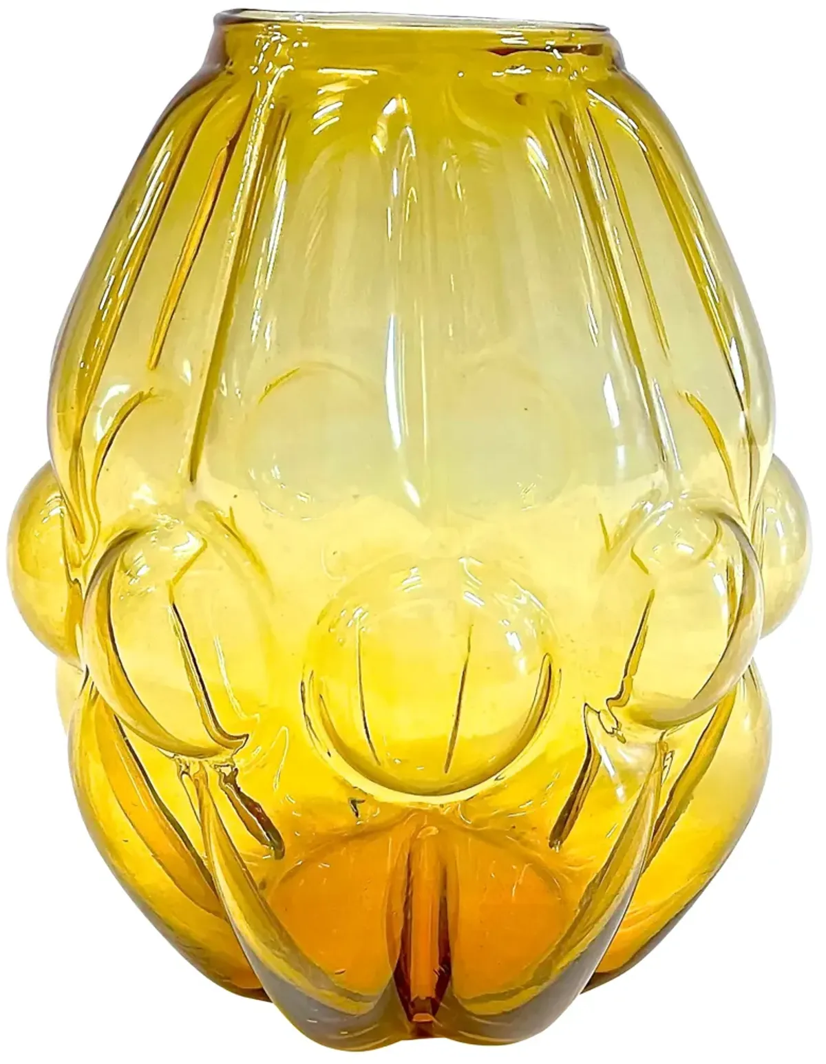 Amber Blown Bubble Glass Vase - Vermilion Designs - yellow