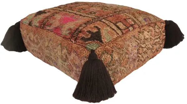 Vintage Taznakht Pouf - Habibi Imports - Handcrafted - Red