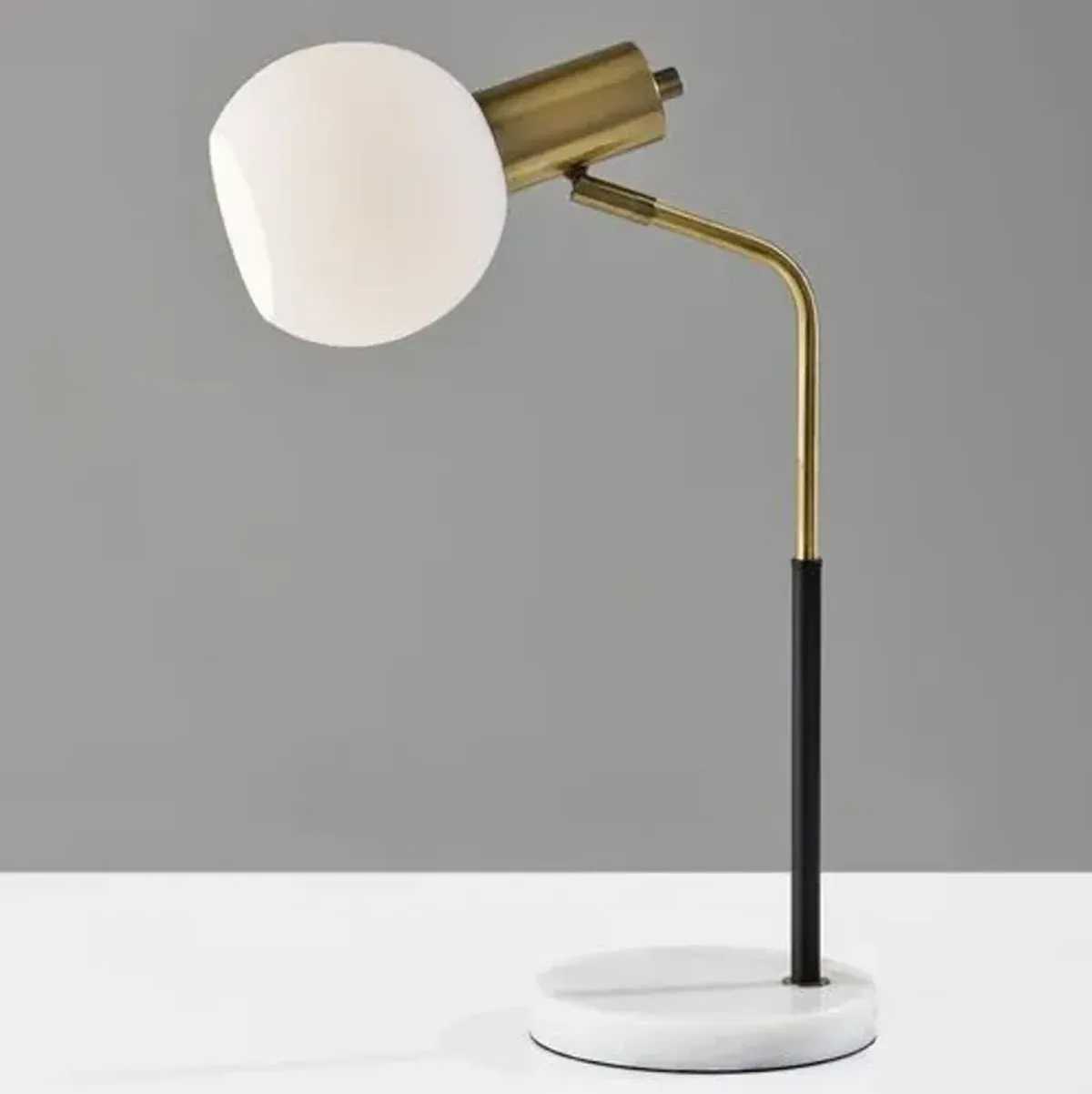 Thane Desk Lamp - Black/Antique Brass - White