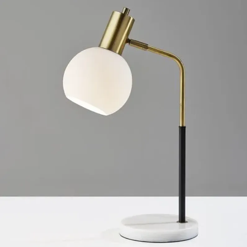 Thane Desk Lamp - Black/Antique Brass - White