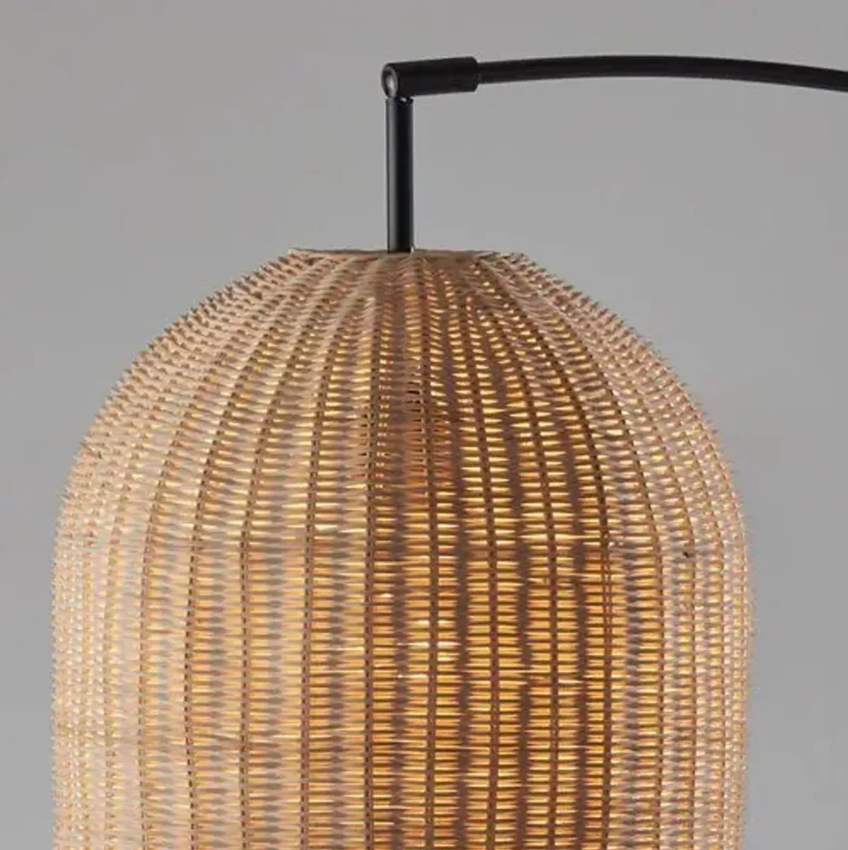 Dominica Rattan Arc Floor Lamp - Dark Bronze/Natural