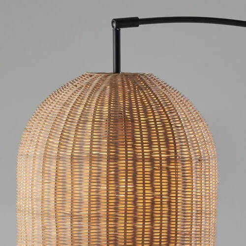 Dominica Rattan Arc Floor Lamp - Dark Bronze/Natural