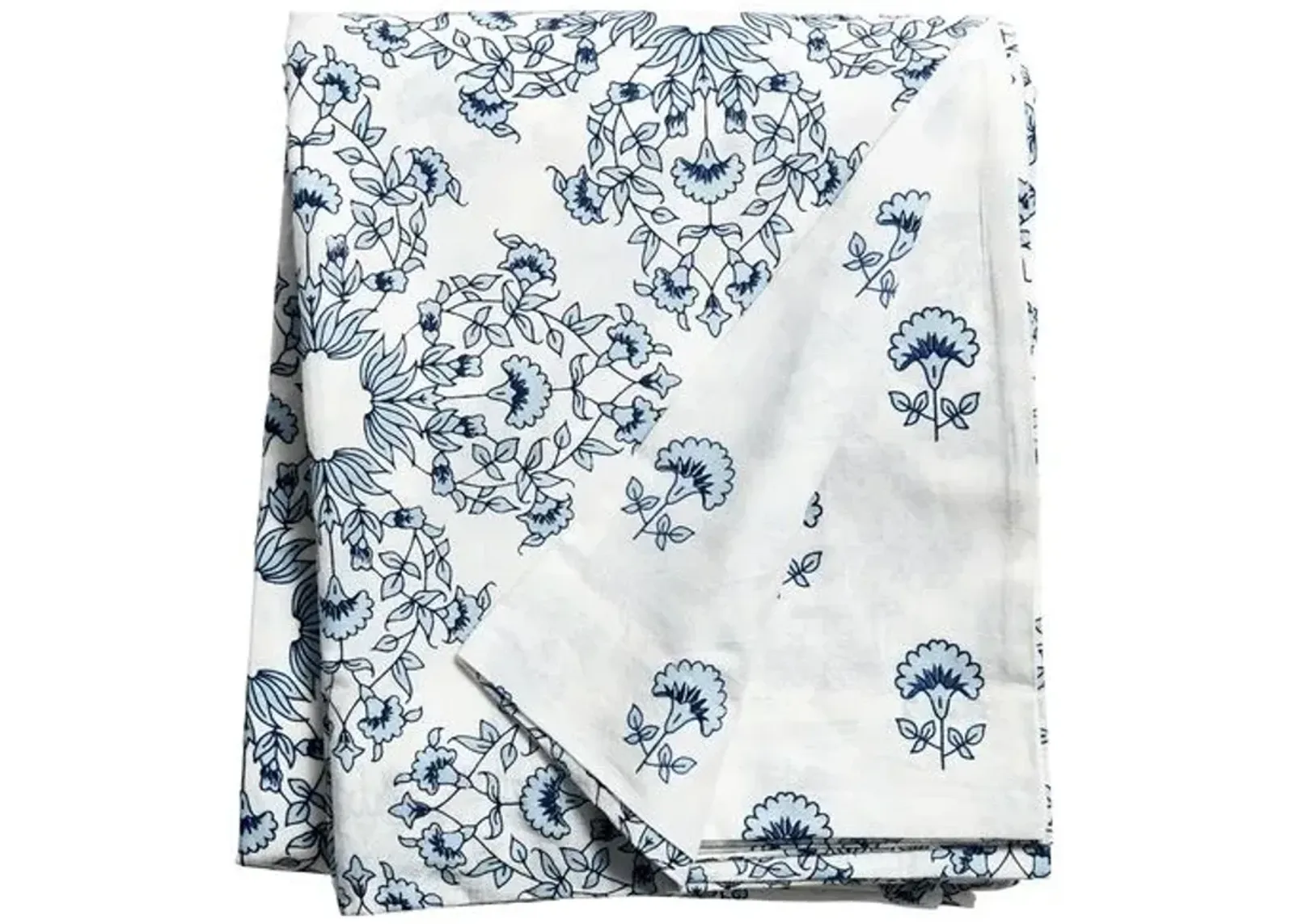 Flora Duvet Cover - Ivory/Royal Blue