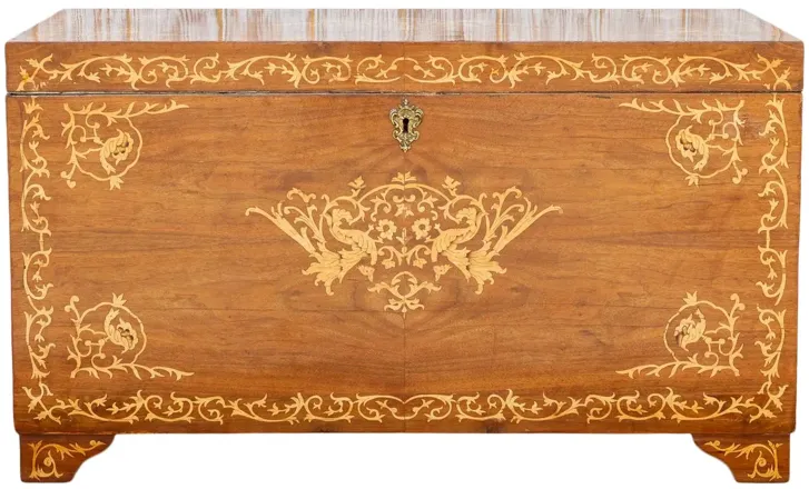 Large Walnut Marquetry Inlay Chest - de-cor - Brown