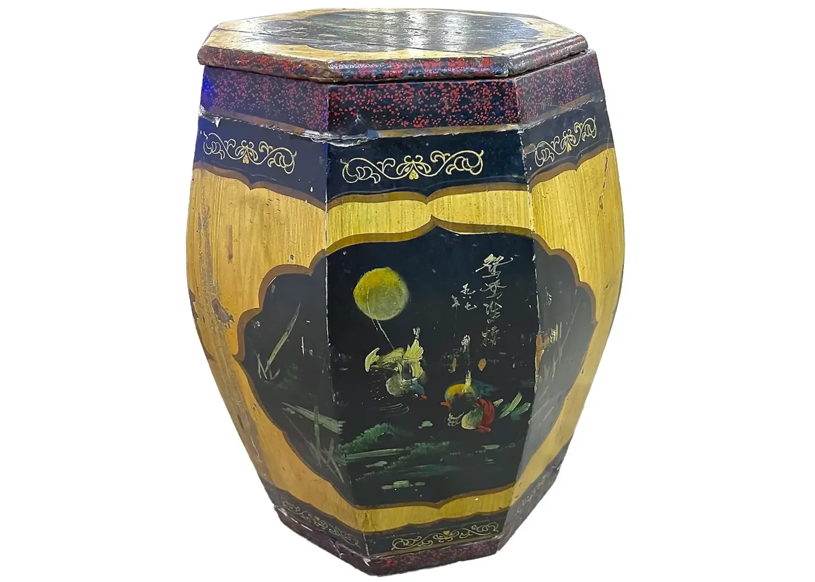 Chinese Hand-Painted Tea Canister - Vermilion Designs - Yellow