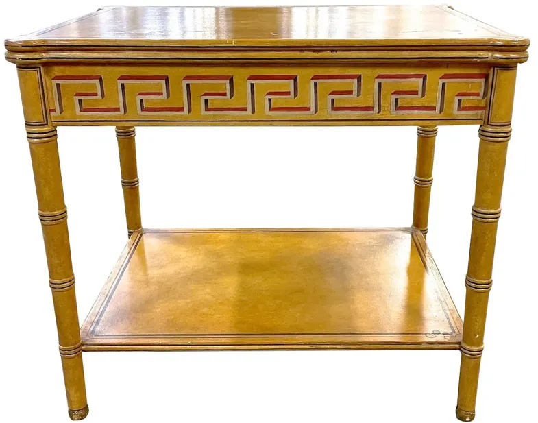 Painted Greek Key Side Table - Vermilion Designs - Yellow