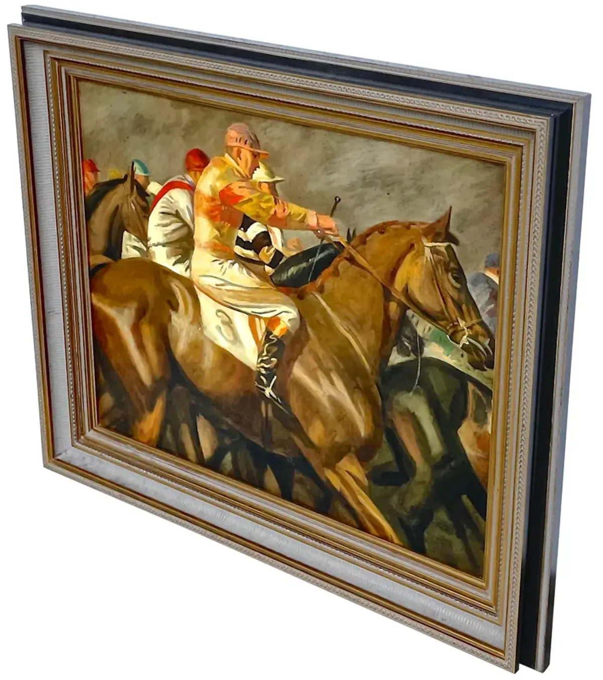 Limited Edition - Framed Horse Racing Oil Painting - Vermilion Designs - Red