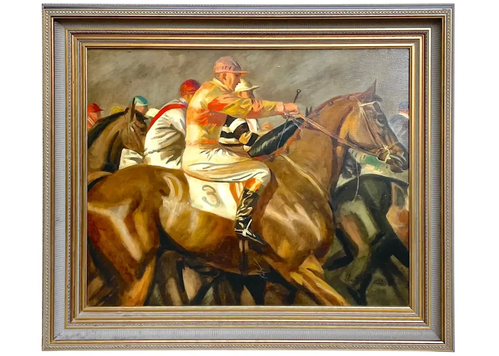 Limited Edition - Framed Horse Racing Oil Painting - Vermilion Designs - Red