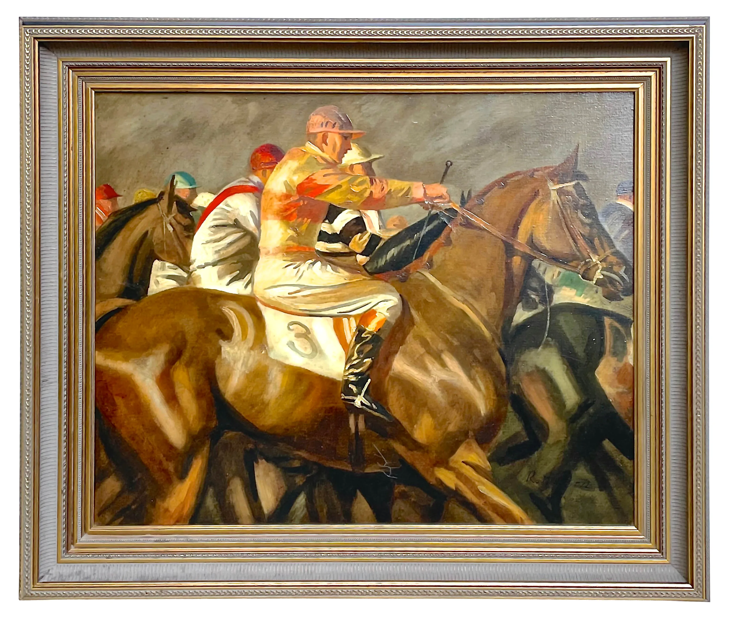 Limited Edition - Framed Horse Racing Oil Painting - Vermilion Designs - Red