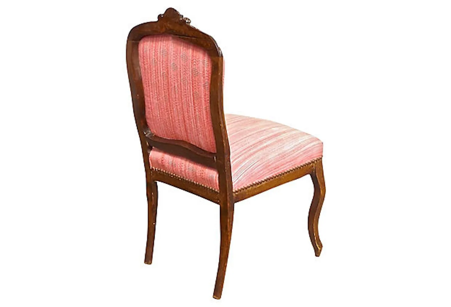 Carved & Upholstered French Side Chair - Vermilion Designs - pink