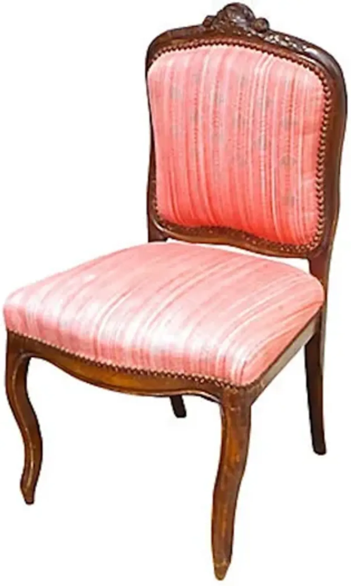 Carved & Upholstered French Side Chair - Vermilion Designs - Pink