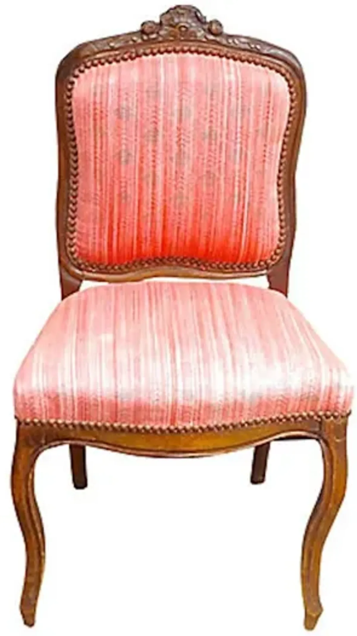 Carved & Upholstered French Side Chair - Vermilion Designs - pink