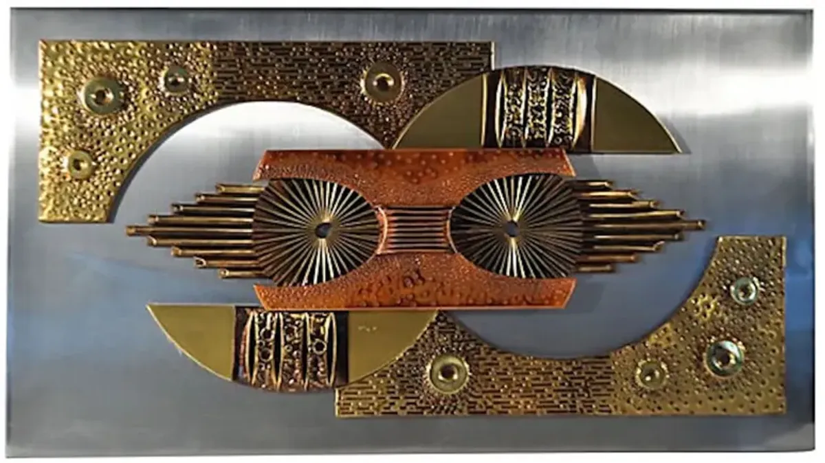 MCM Brutalist Metal Wall Sculpture - Vermilion Designs - silver