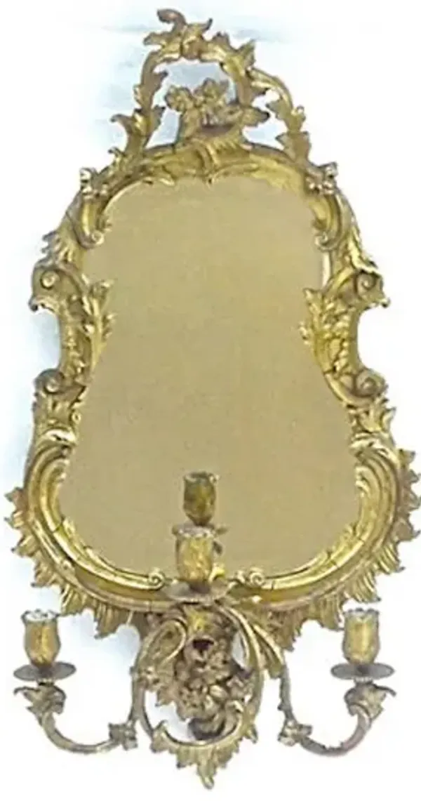 French Giltwood Acanthus Leaf Mirror - Vermilion Designs - Gold
