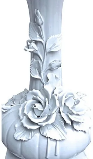 Large Italian Porcelain Rose Lamp - Vermilion Designs