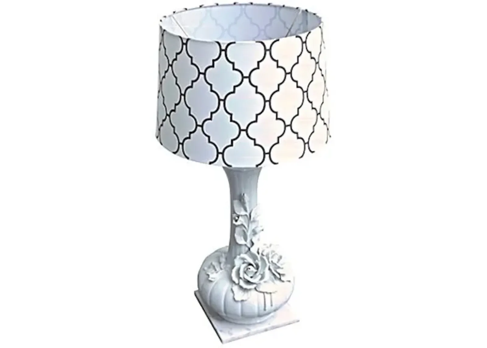 Large Italian Porcelain Rose Lamp - Vermilion Designs