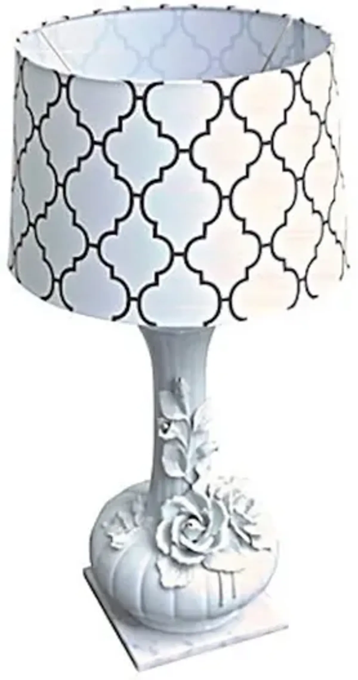 Large Italian Porcelain Rose Lamp - Vermilion Designs