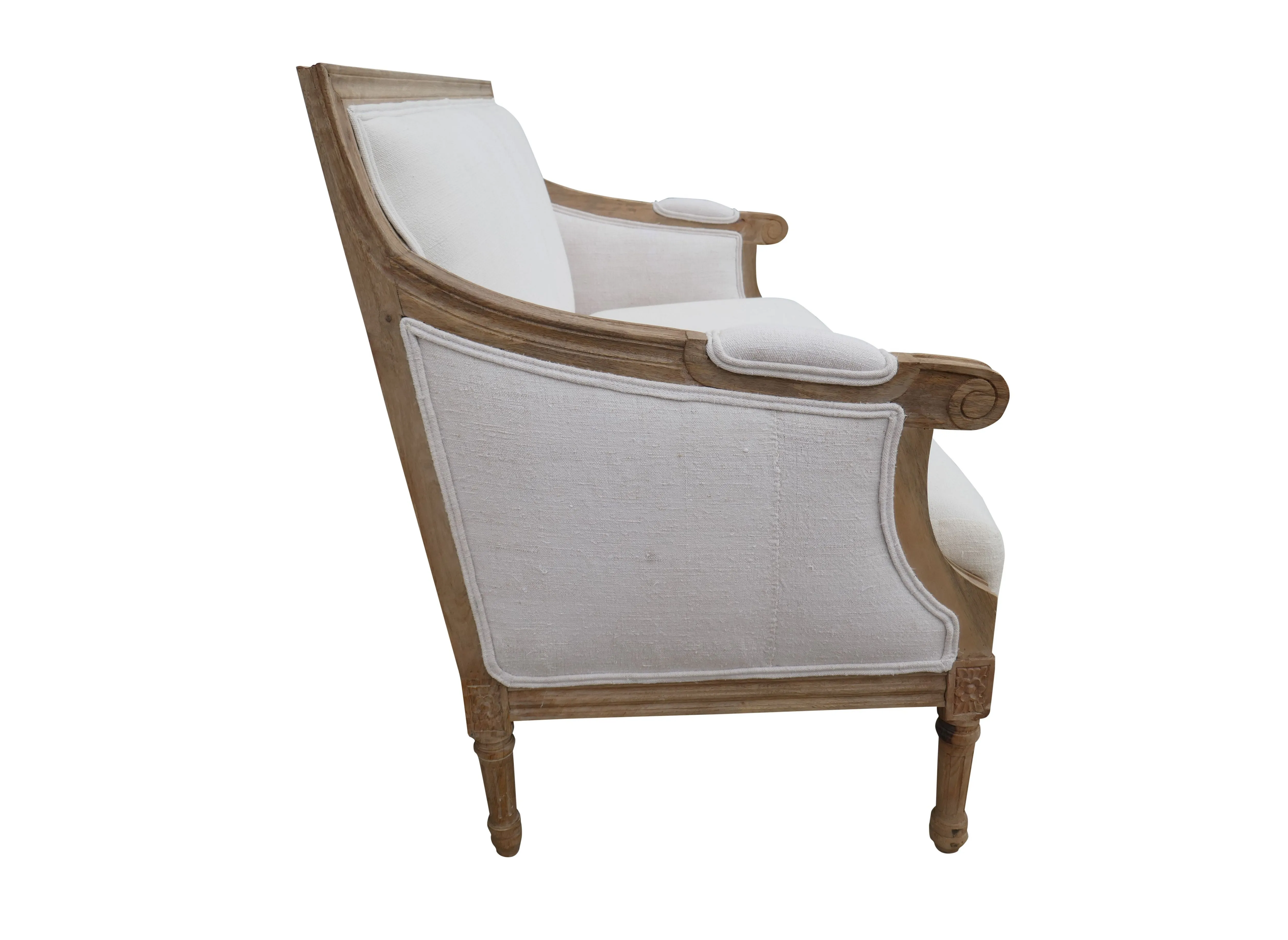 Settee in Vintage French Linen - White