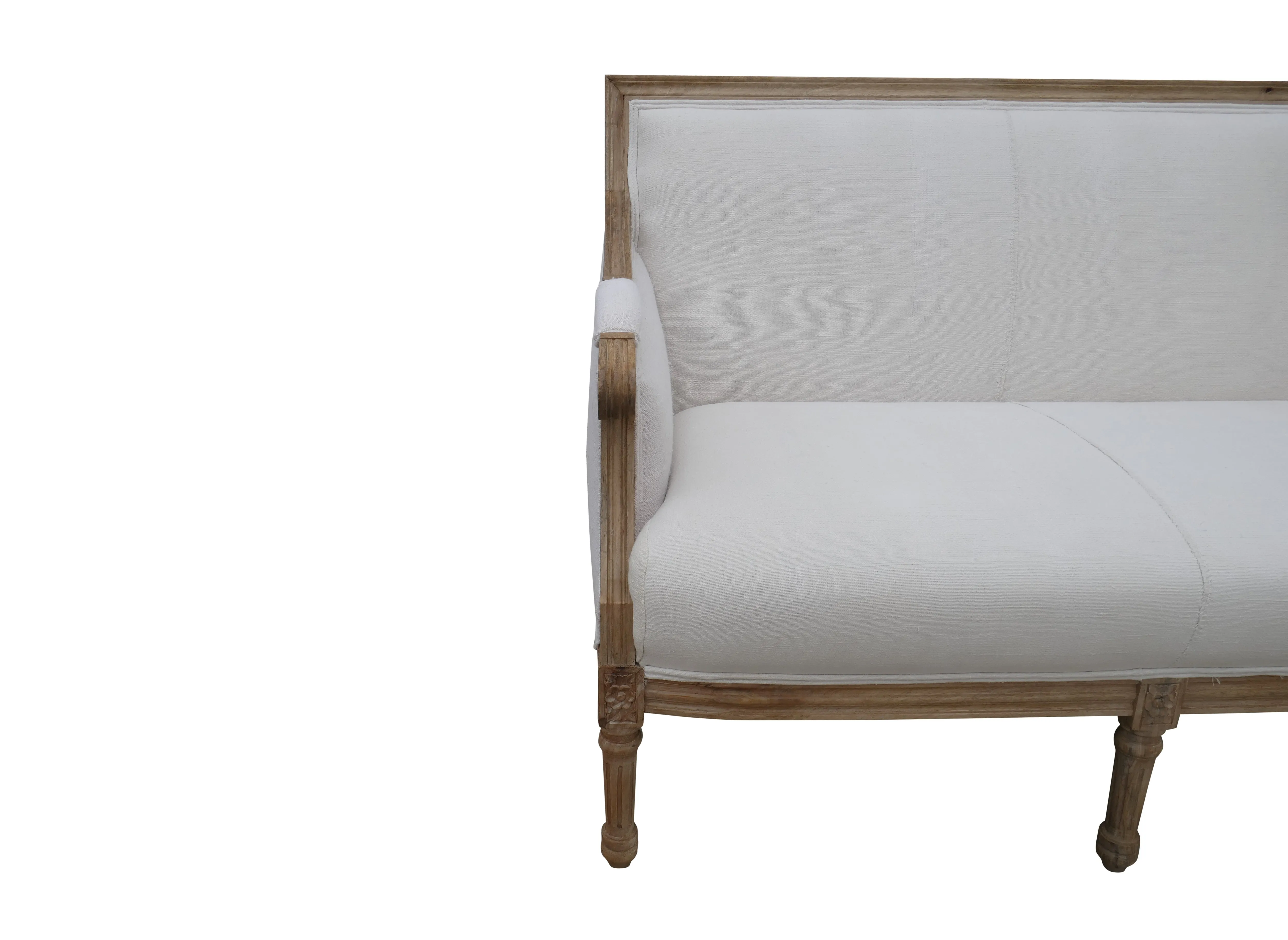Settee in Vintage French Linen - White