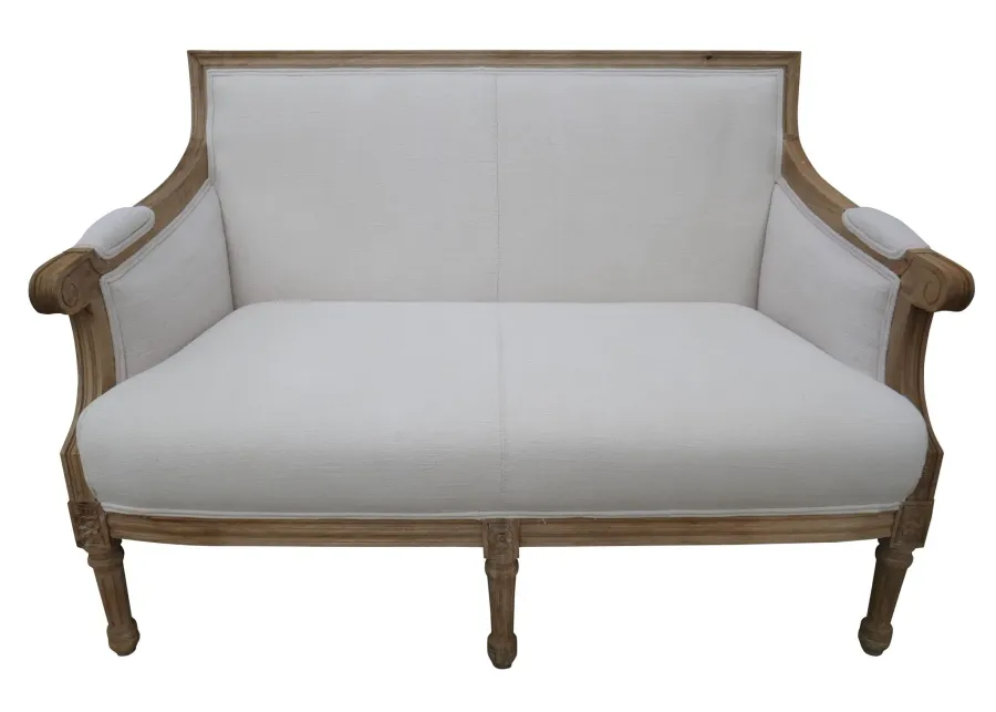 Settee in Vintage French Linen - White