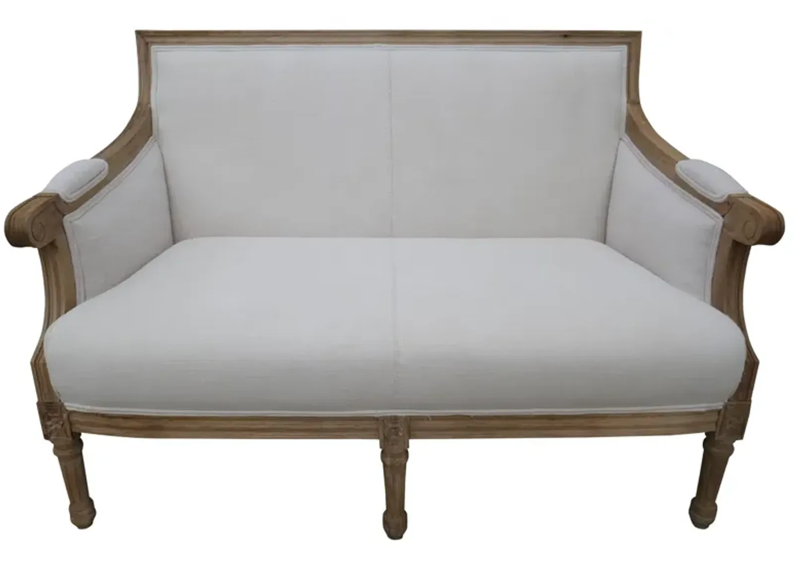 Settee in Vintage French Linen - White