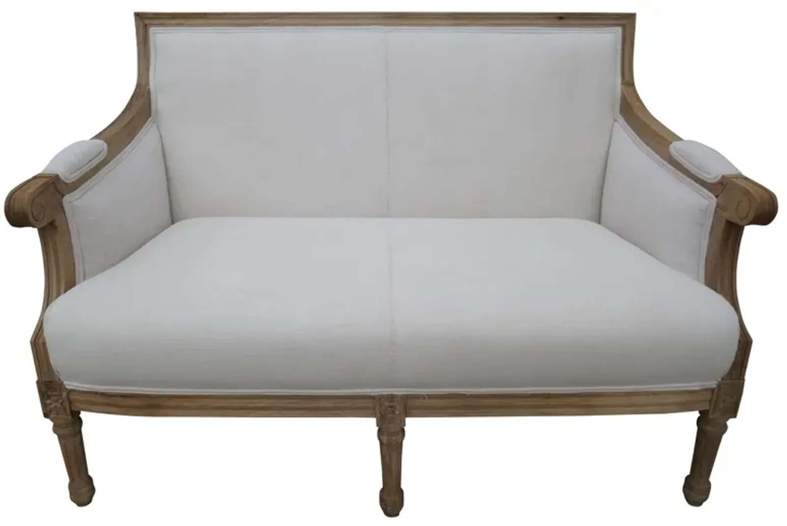 Settee in Vintage French Linen - White