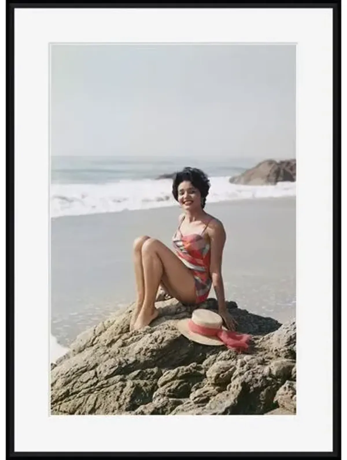 Tom Kelley - Young Woman Sitting on Rock - Black